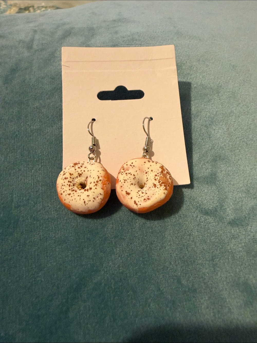 Handmade Clay Playful Orange & White Donut Dangle Earrings